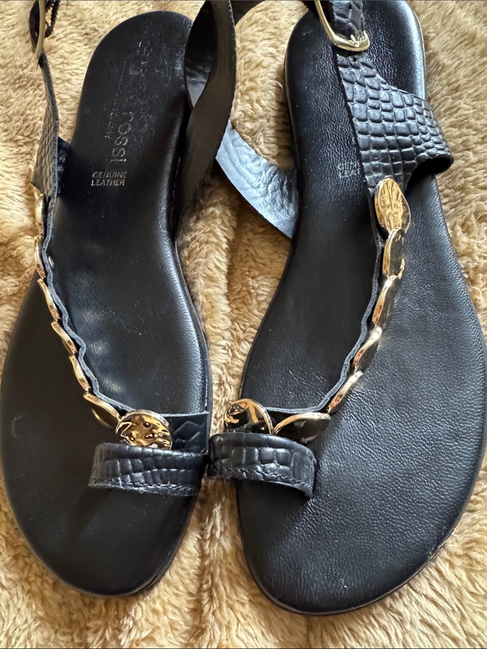 Gianvito Rossi black gold leather sandals 41 us 9.5 10